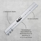 wolfcraft Dübelleiste 4650000 – Präzise Bohrschablone zum Möbelbau von Schränken & Regalen – Für Dübelverbindungen und Lochreihen – 32mm Raster
