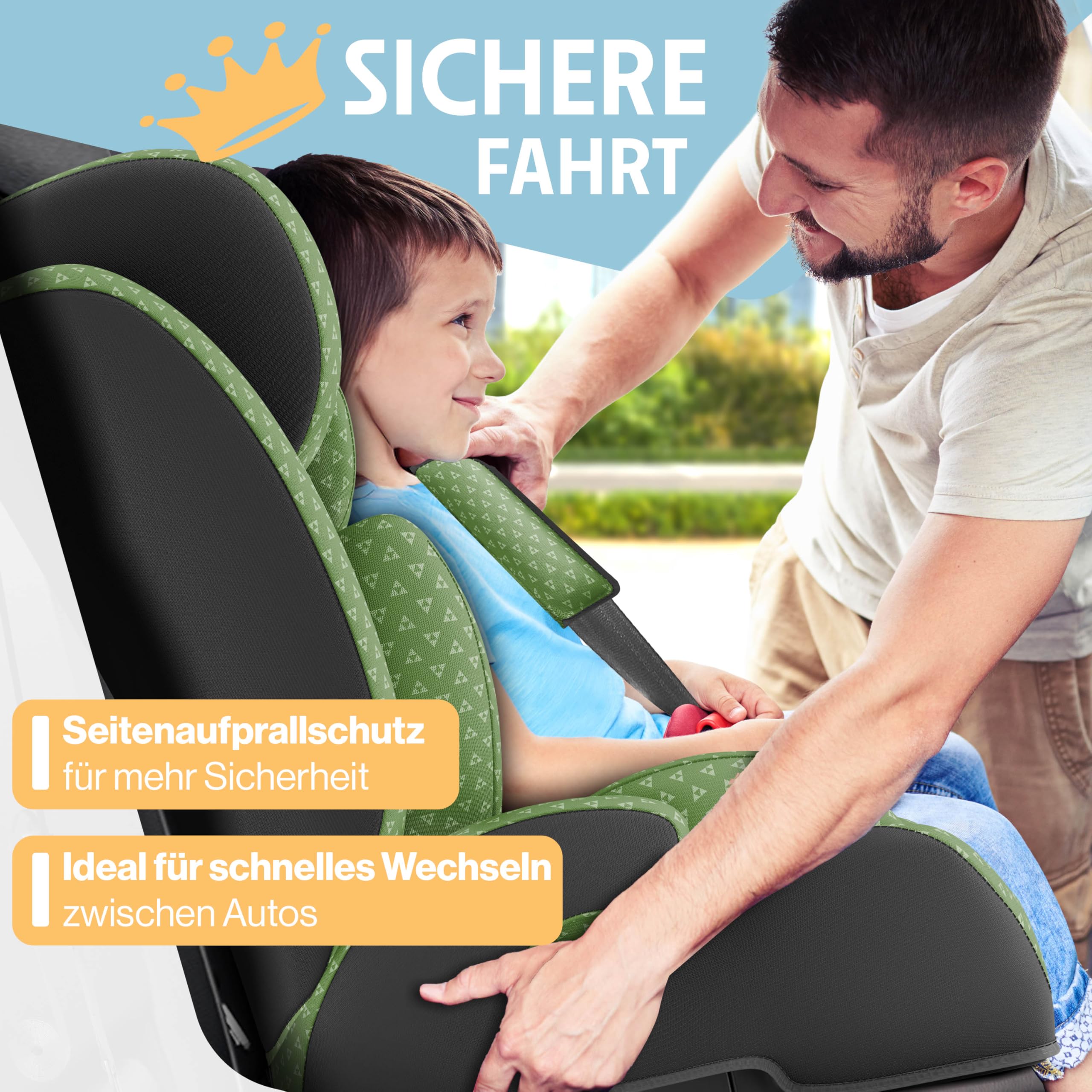 KIDIZ® Autokindersitz Triangle Premium Kindersitz mit Isofix Kinderautositz | Autositz Sitzschale | 9 kg - 36 kg 1-12 Jahre | Gruppe 1/2/3 | universal | zugelassen nach ECE R129/03