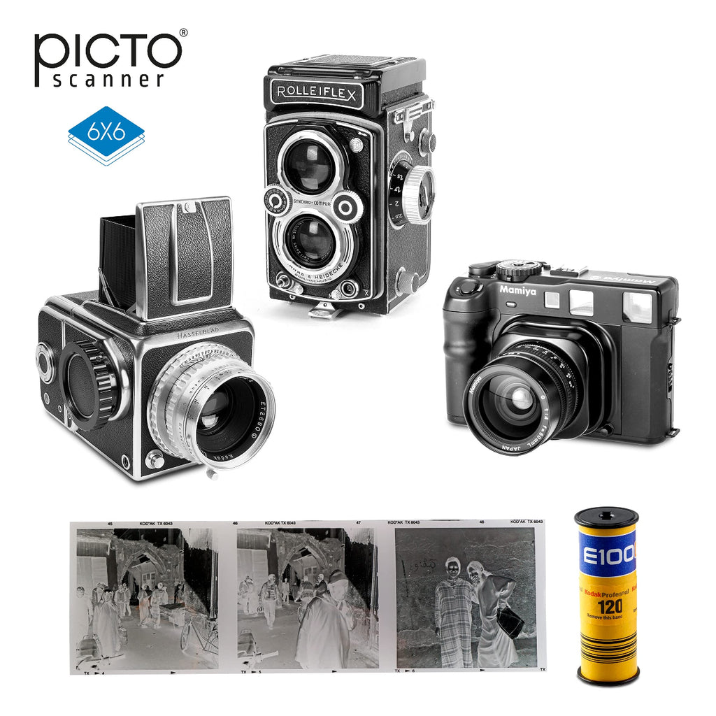 PictoScanner 6x6 - Ist EIN Scanner für 6x6 Filme. Scannen und speichern Sie Ihre 6x6 Negative oder Dias mit Ihrem Smartphone. Der Scanner ist aus, umweltfreundlicher Pappe hergestellt.