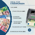 Detectalia D7X Geldscheinprüfer und Geldzählmaschine Einzeln - Falschgeld prüfgerät mit 7 Erkennungsprüfungen fur euro, gbp, chf, pln, czk und sek