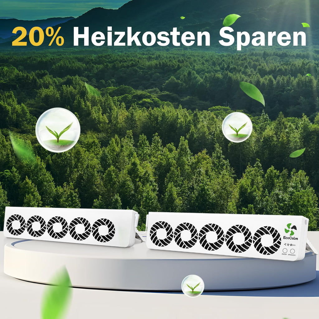ecoCalm Heizkörper Ventilator Duo Set mit 10 Verbesserten Lüfter, Intelligenter Heizkörperverstärker Erhöhen die Effizienz der Heizung und Sparen Energie