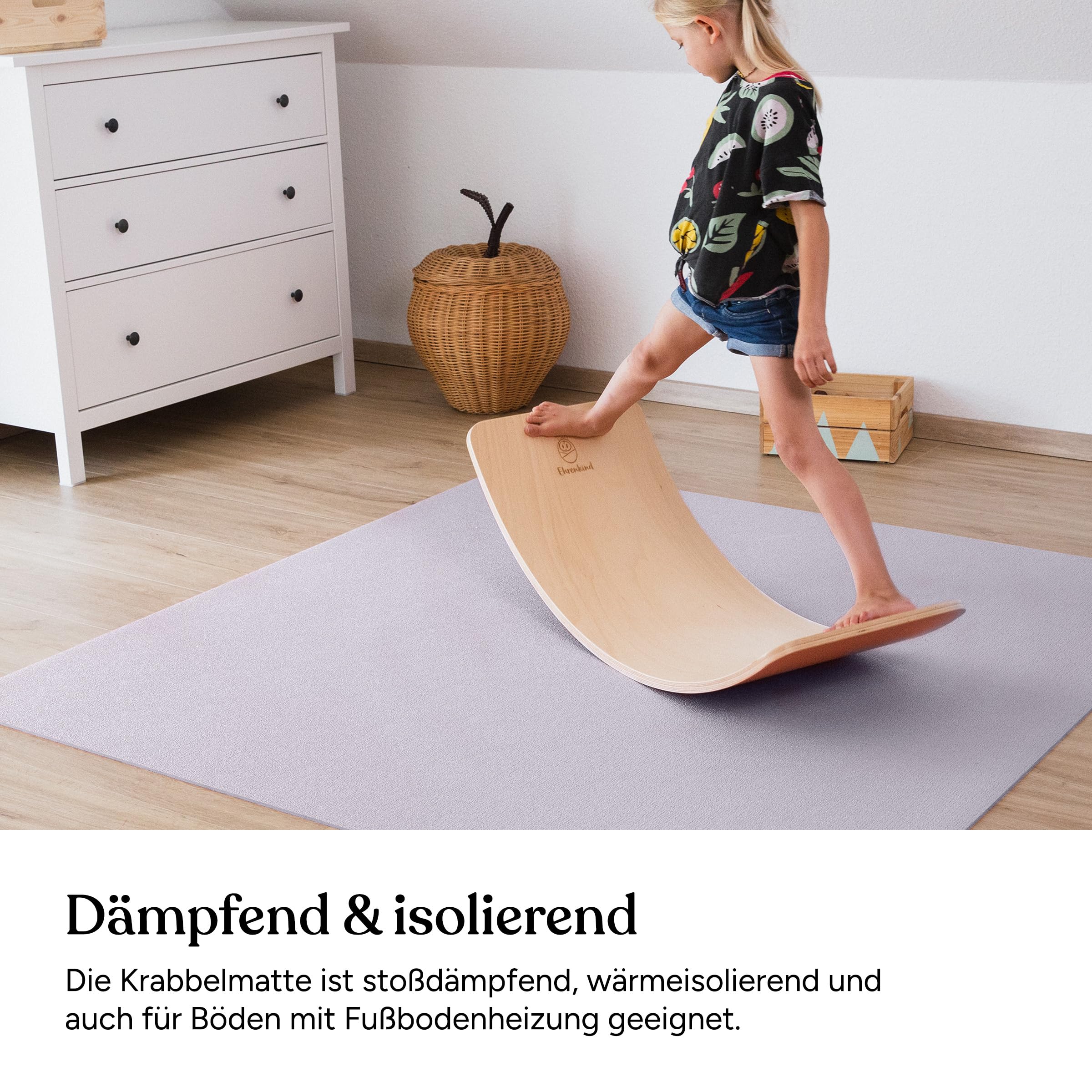 Ehrenkind® Made in Germany Anti-Rutsch Krabbelmatte Oeko-Tex Matten | Spielmatte Baby | Größe 180x240cm BEIGE