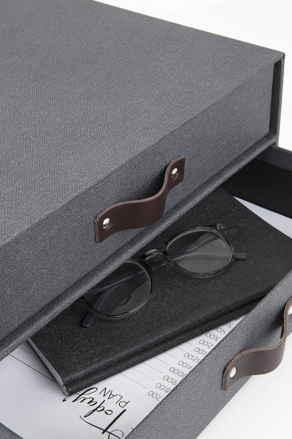 BIGSO BIRGER Schubladenbox – Aufbewahrungsbox mit 2 Schubladen – Schreibtisch Ablage für Dokumente & Bürobedarf – Ablagesystem aus recycelter Faserplatte und Papier – schwarz