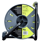 Masterplug Pro-XT 4-Fach offene Kabeltrommel mit Aufrollgriff, Thermoabschaltung und Netzschalter, 50 Meter langes Kabel mit hoher Sichtbarkeit