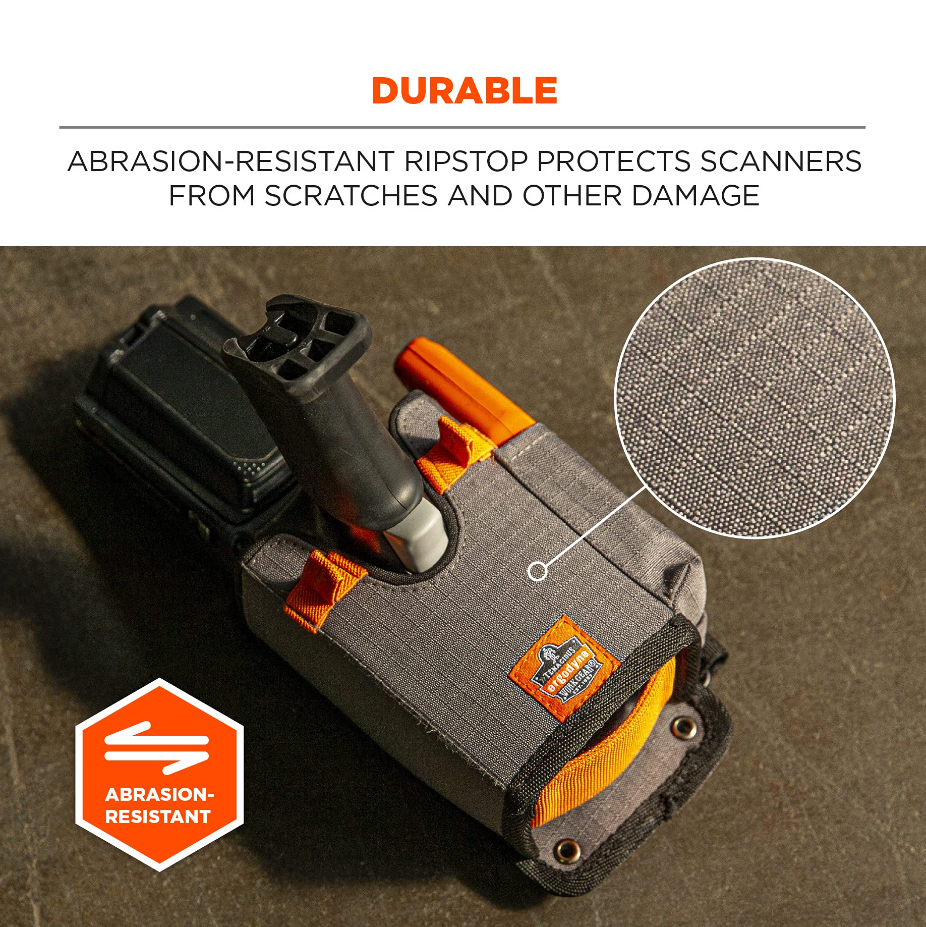 Ergodyne Squids 5543 Barcode-Scanner-Halterung für Pistolengriff, Mobile Computer, Hand-Barcode-Scanner, Befestigungsgurte zur Befestigung am Gabelstapler, Grau, groß