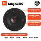 JBL Stage3 527 2-Wege Auto Lautsprecher Set von Harman Kardon - 200 Watt KFZ Autolautsprecher Boxen 13 cm