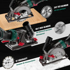 HYCHIKA Handkreissäge, 750W Kreissäge 3500U mit 3 Sägeblättern (115 und 125mm) mit Führungsschiene Max Schnitttiefe 48mm(90°)/32mm(45°), mini Kreissäge für Holz, Weichmetall, Fliesen u.s.w