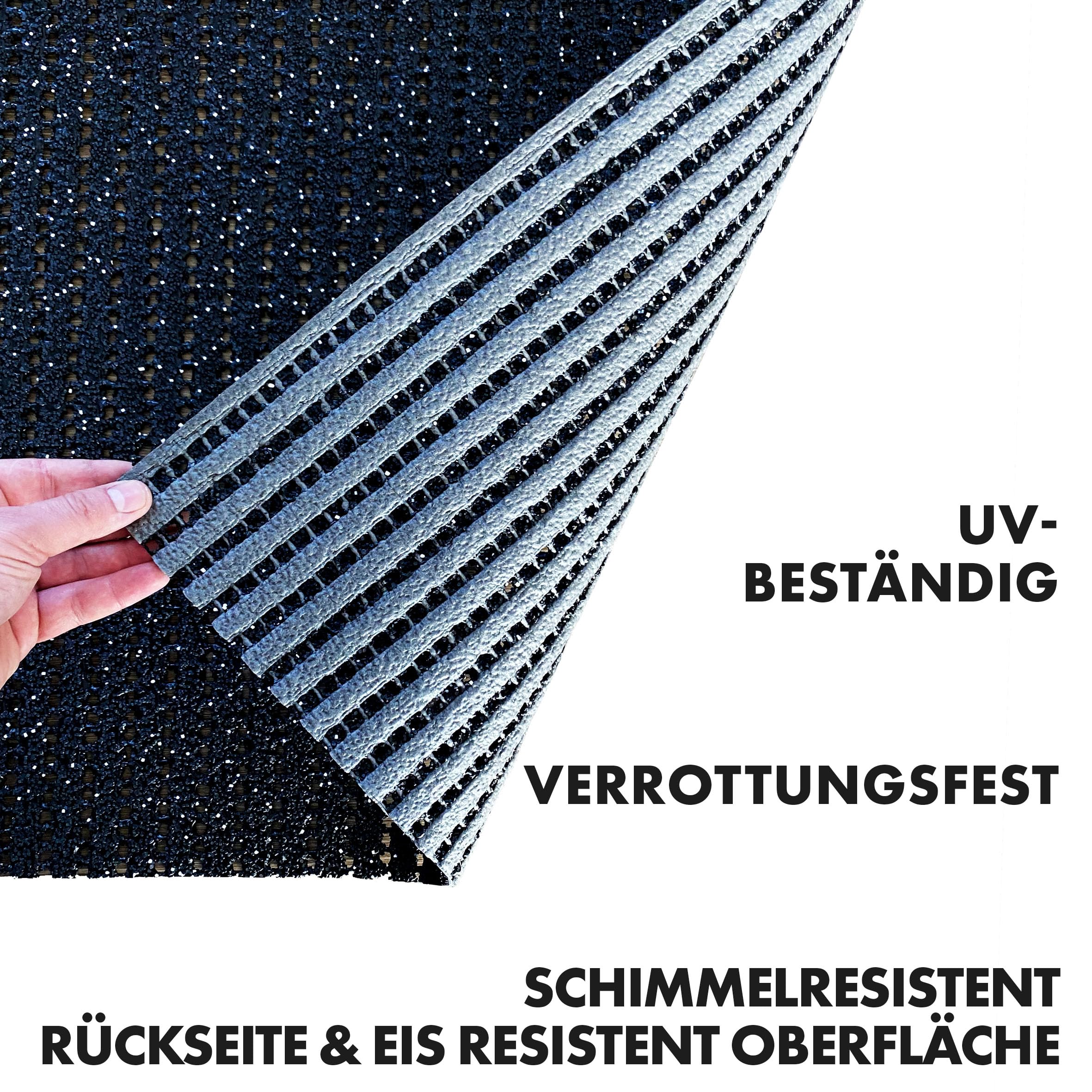 etm Sicherheitsmatte gegen Glätte - Outdoor Teppich mit Rutschfester Granulat Beschichtung - Antirutschmatte für Außenbereich - 120 cm Breite und viele Farben und Längen (6 m, anthrazit)