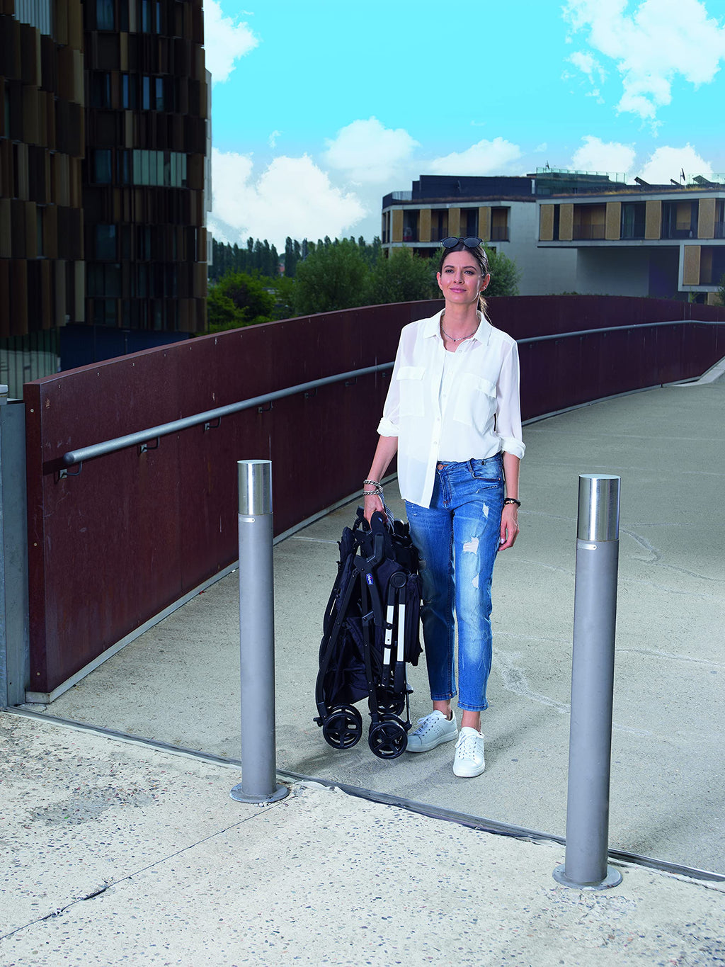 Chicco OHlalà Twin Geschwisterwagen von Geburt bis 15 kg, Kinderwagen für Zwillinge und Geschwister, Verstellbarer Faltbarer Zwillingsbuggy, Regenschutz und Ausziehbares Verdeck