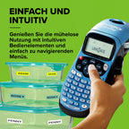 DYMO LetraTag LT-100H Beschriftungsgerät Handgerät | Tragbares Etikettiergerät mit ABC Tastatur | blau | Ideal fürs Büro oder zu Hause