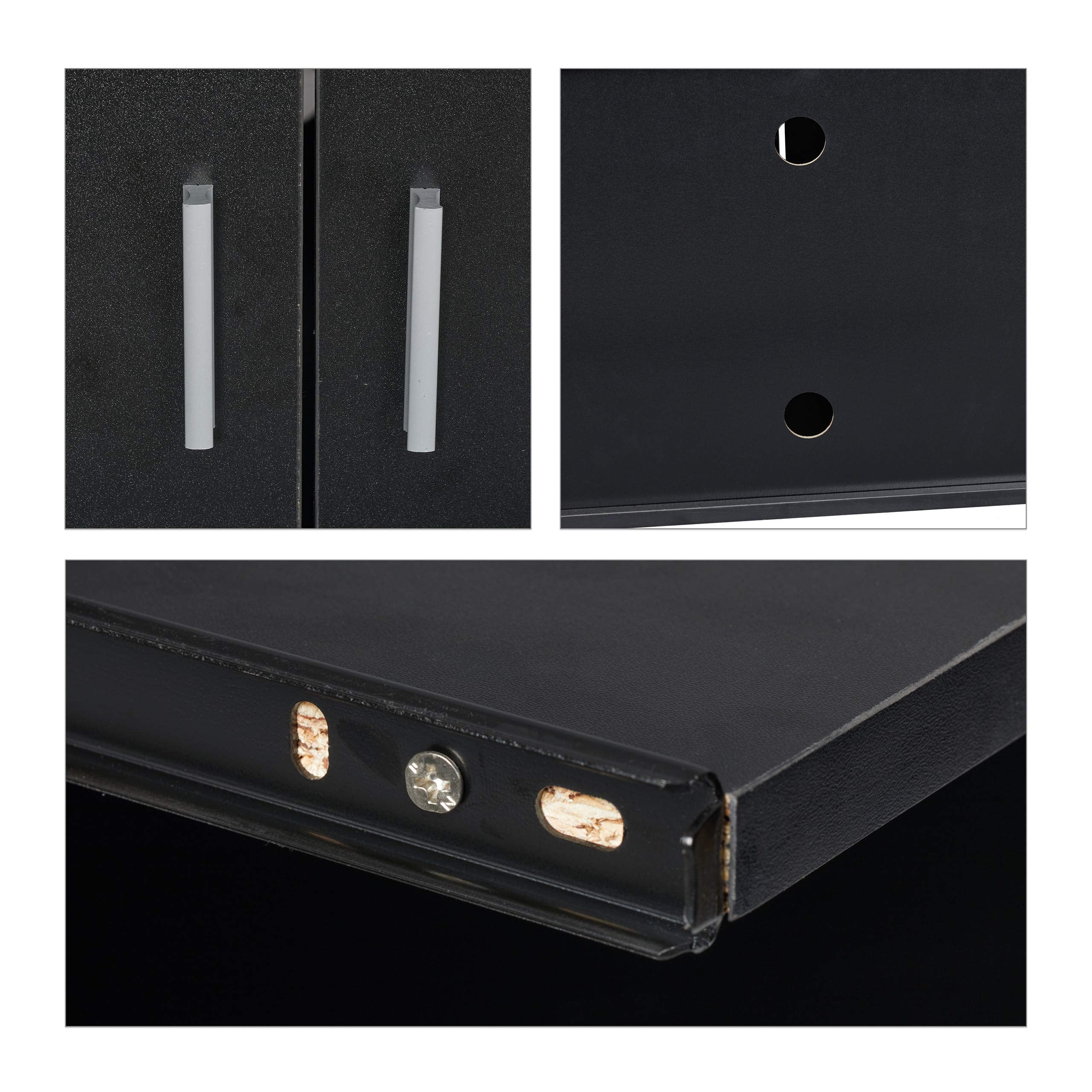 Relaxdays Rollcontainer Büro, mit 2 Fächern & Tastaturauszug, Druckertisch mit Rollen, HxBxT: 74 x 60 x 48 cm, schwarz