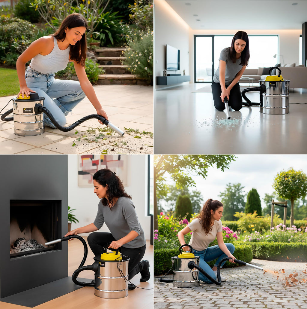 Aschesauger für Kamine, Pellets und Grills - 1.200W Leistung - 20 L Fassungsvermögen - Aus Edelstahl - Inklusive 1m Schlauch und Filterabdeckung - Gebläsefunktion - Dicogar