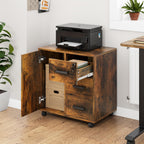 YITAHOME Bürocontainer Schubladenschrank Rollschrank Rollwagen, Rollcontainer mit 3 Schubladen, Mobiler Aktenschrank mit Rädern, Schubladenkommode für Zuhause Büro, 60x40x57 cm (Vintagebraun)