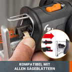 WORX WX550.9 Stichsäge zum Schneiden von Holz, Stahl & PVC – 2-in-1 Universalsäge mit Stich- & Säbelsäge & schneller Umstellung – 20V – Mit Staubbläser & Pendelhub – Ohne Akku & Ladegerät