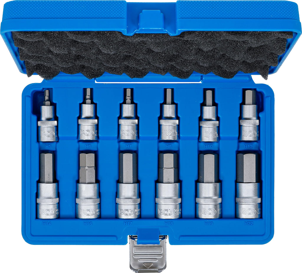 BGS 5052 | Bit-Einsatz-Satz | 12-tlg. | 12,5 mm (1/2") | Innensechskant 5 - 22 mm | CV-Stahl