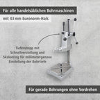 wolfcraft Bohrständer - Verstellbare Halterung für Bohrmaschinen - zum exakten & sicheren Bohren auf Flächen, Leisten & Rundmaterial - 5027000