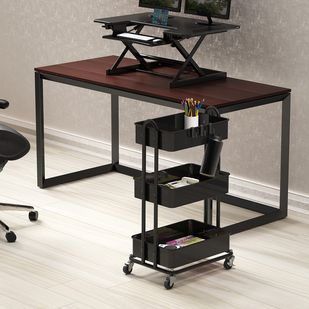 Simple Houseware Hochleistungs-Rollwagen mit 3 Ebenen aus Metall, Schwarz