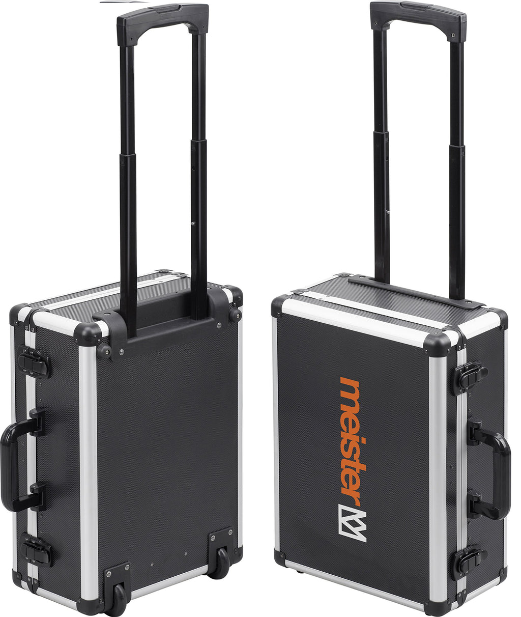 Meister Werkzeugtrolley 156-teilig - Werkzeug-Set-Mit Rollen- Teleskophandgriff/Profi Werkzeugkoffer befüllt/Werkzeugkiste fahrbar /Werkzeugbox komplett mit Werkzeug, Schwarz/Silber, 8971440