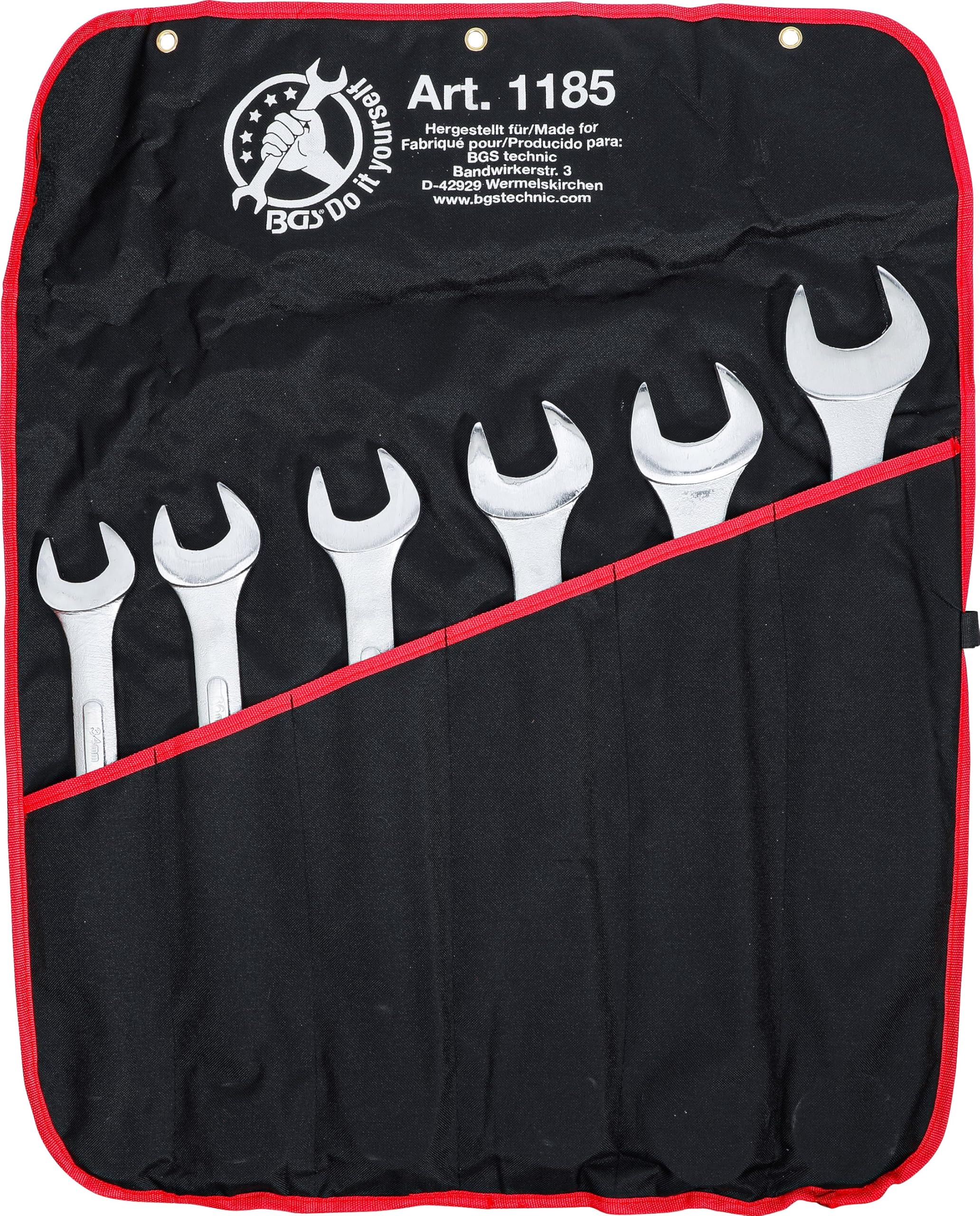 BGS Diy 1185 | Maul-Ringschlüssel-Satz | 6-tlg. | XXL | SW 34 - 50 mm | inkl. Tetron-Rolltasche