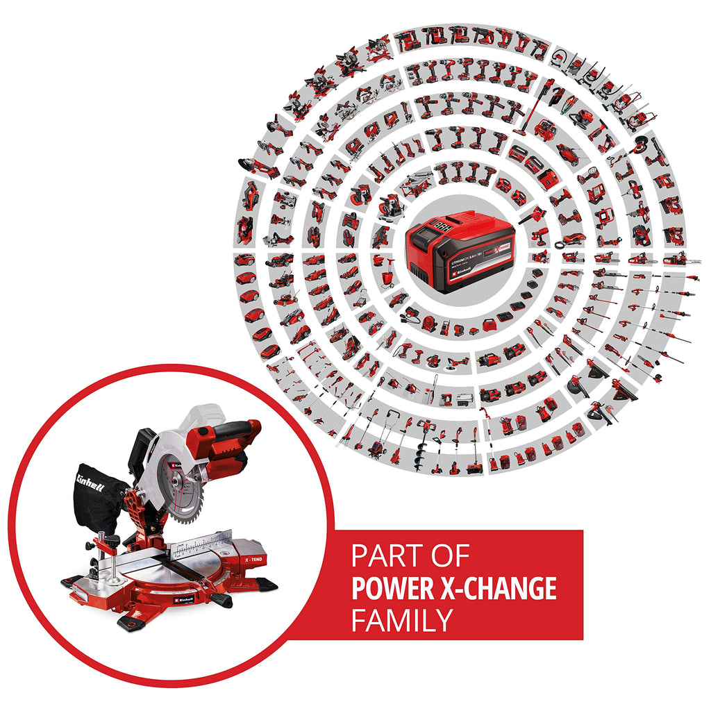 Einhell Akku-Kappsäge TE-MS 18/210 Li-Solo Power X-Change (18 V, max. 60 mm x 120 mm Schnitttiefe/-breite, Ø 210 mm Sägeblatt, neigbarer Sägekopf, Laser, ohne Akku)
