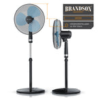 Brandson - Standventilator 40cm - Preisträger 2025 - Ventilator höhenverstellbar bis 122 cm - mobiler Lüfter, hoher Luftdurchsatz, 3 Geschwindigkeitsstufen, Oszillationsfunktion 80°