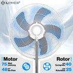 KESSER® Stand-Ventilator Frosty mit Wasser Ultraschall-Sprühnebel Wasserkühlung, inkl. Fernbedienung Timer-Funktion, Luftbefeuchter Leise, Nebelfunktion, Standventilator, Weiß