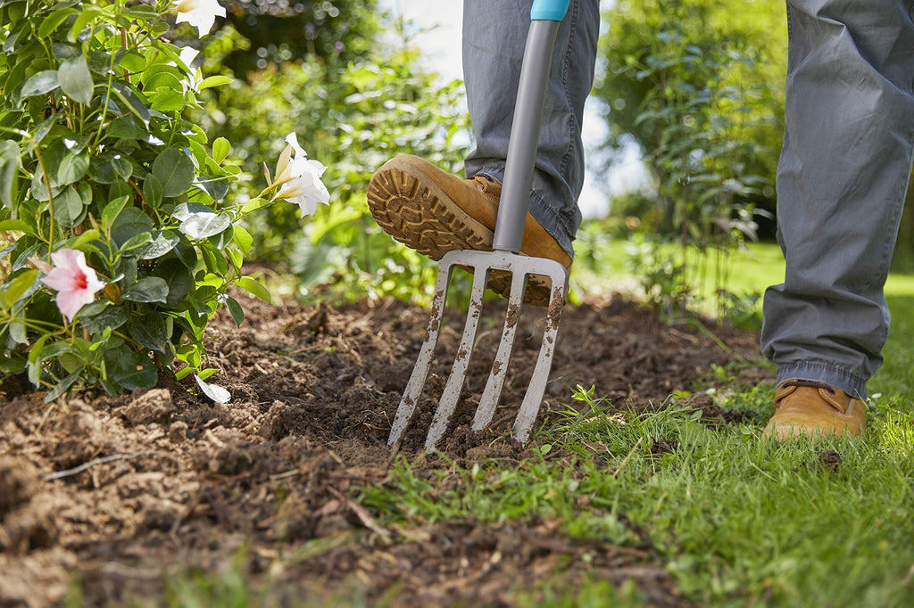 Gardena ErgoLine Spatengabel: Grabegabel zum Umgraben und Auflockern, gehärteter Qualitätsstahl mit Beschichtung, ergonomischer D-Griff (17013-20)