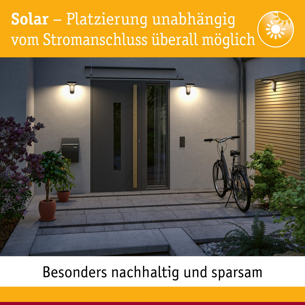 Paulmann 79846 LED Solar Hausnummer 5 IP44 Warmweiß Akku wechselbar incl. 1x0,2 Watt Solarleuchte Schwarz Solarlampe Kunststoff Solarlicht 3000 K