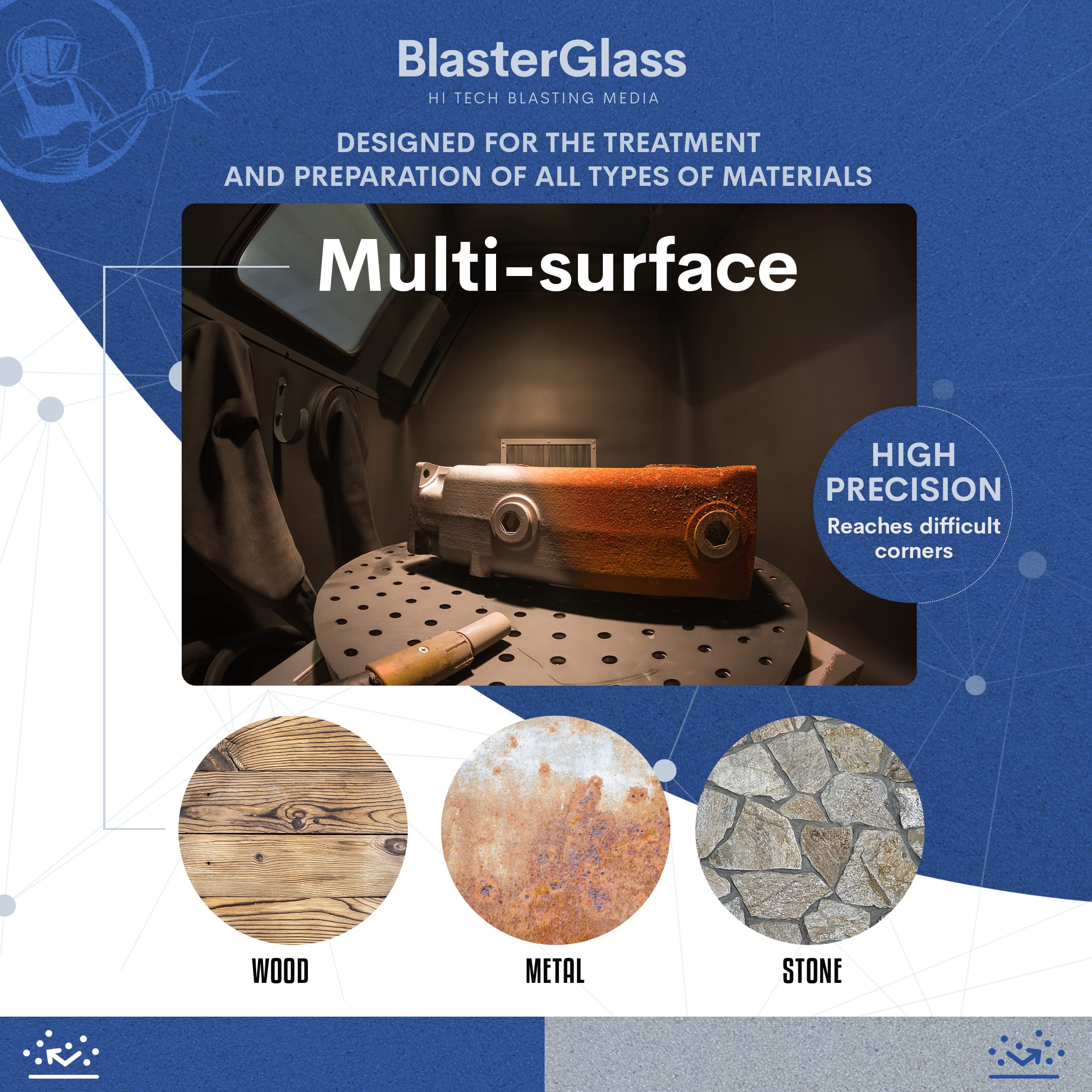 BlasterGlass Hi-Tech 40-60 Abrasive Strahlmittel für Strahlkabinen und Sandstrahlpistolen 10 kg
