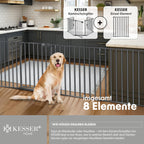 KESSER® Kaminschutzgitter mit Tür 480 cm Metall Ofenschutzgitter Laufgitter Laufstall Absperrgitter Tierschutzgitter Türschutzgitter für Kinder-Sicherung, 8-teilig Elemente (je 60 x 75 cm) Anthrazit