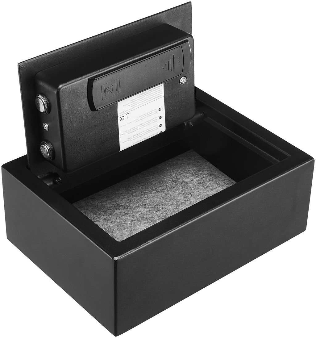 Amazon Basics Safe, klein, schlank, für Schreibtischschublade, mit programmierbarem Elektronisches Kombinationsschloss, schwarz, 30 cm B x 21.8 cm T x 11.2 cm H