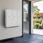 Zedelmaier Mehrfamilienhaus personalisiert 6er Briefkastensysteme DIN C4 Briefkastenanlage Briefkästen Wandbriefkasten Postkasten inkl. 4 Schlüsseln 26x35x8,5cm Weiß XL