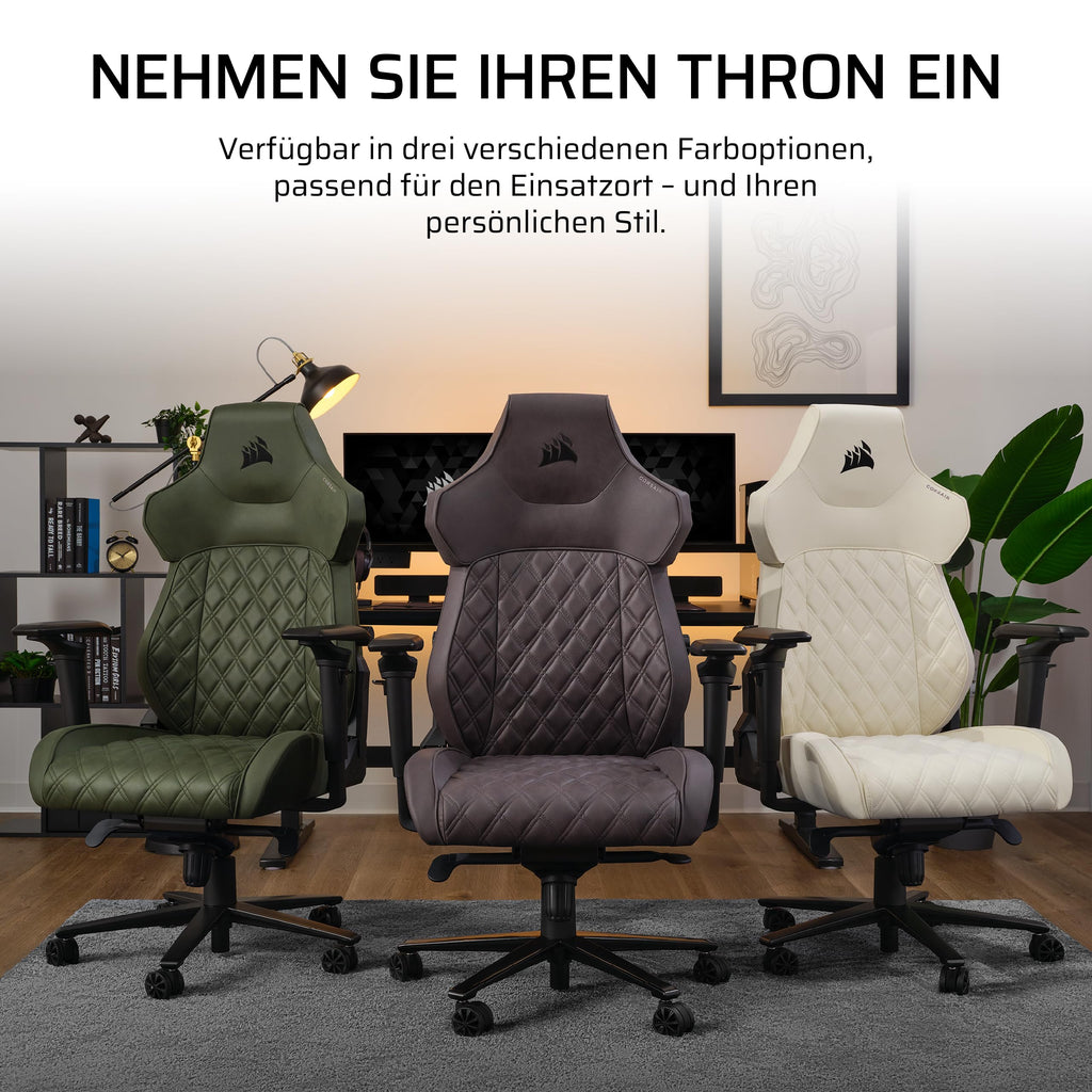 Corsair TC500 Luxe Gaming-Stuhl – Hochwertiger Atmungsaktiver Stoff – Breite Sitzfläche – In Fünf Richtungen Verstellbare Armlehnen – Verstellbare Lendenstütze – Neigung von 90–160 Grad – Schatten