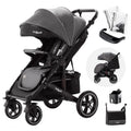Daliya® Rapidy Buggy Kinderwagen 0-36 Monate Sportwagen mit Liegeposition Wickeltasche, Winterfußsack, Ess- & Spieltisch und mehr (Dunkelgrau - Schwarz)