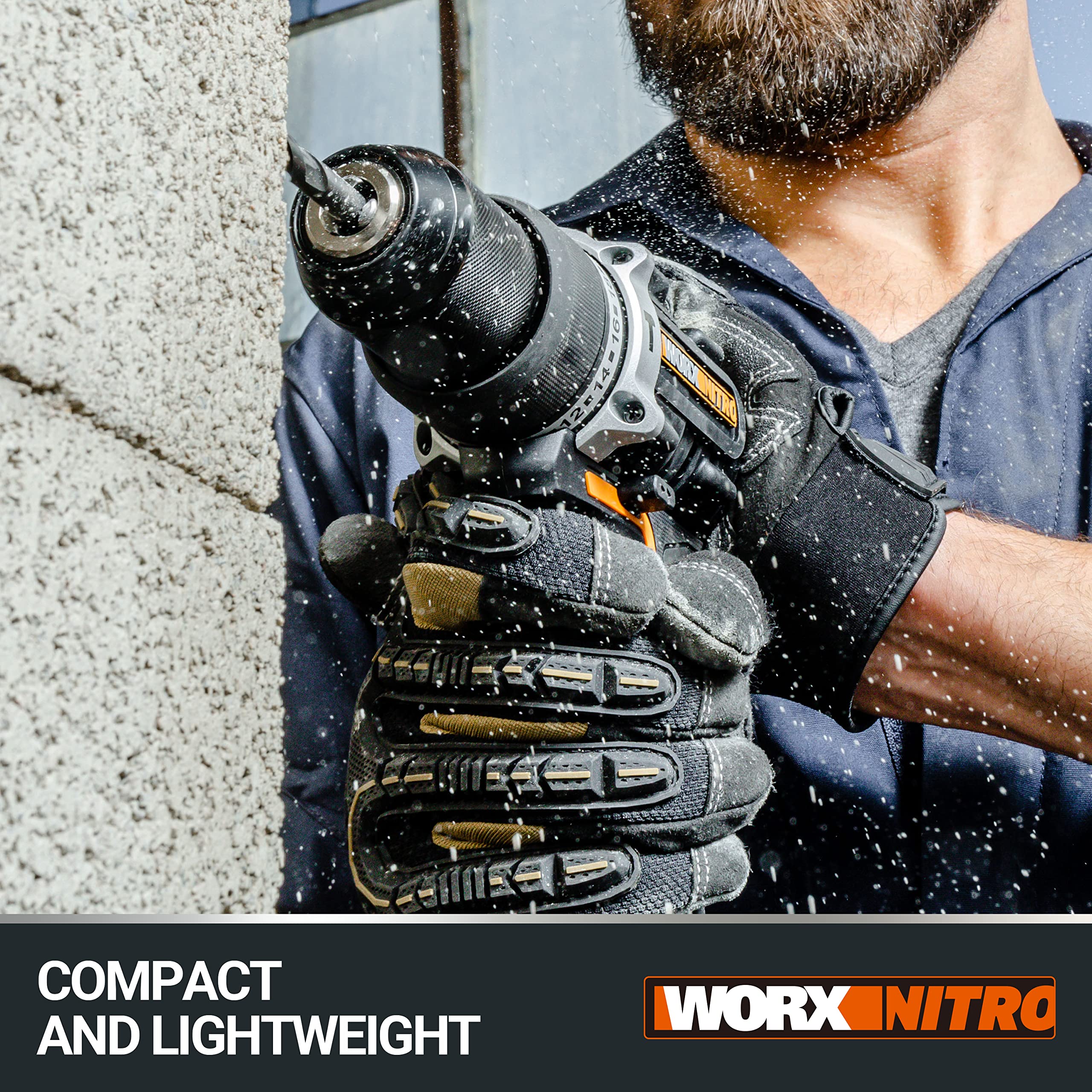 WORX NITRO WX352.4 Akku-Schlagbohrmaschine 20V, bürstenloser Motor, 60Nm, variable Drehzahlregelung, LED-Licht (inkl. 75 Stück Bits-Set, 2 Stk. 2,0Ah-PowerShare Akkus im Lieferumfang)