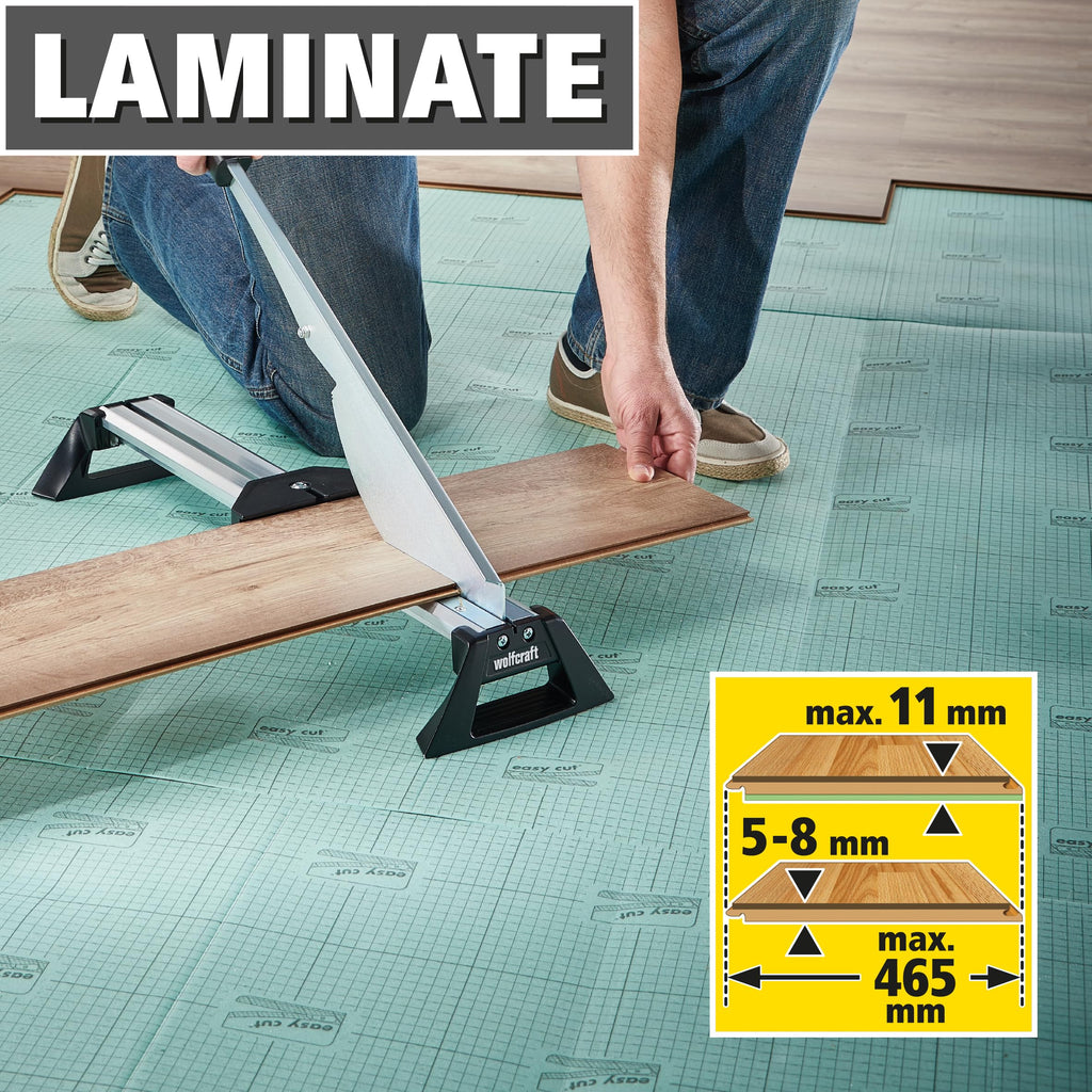 Wolfcraft 6937000 Laminatschneider LC 600 | Schneidegerät für Laminat von bis zu 46,5 cm Breite | Max. Schnittstärke: 11 mm | Ideal für Standard-Verlegearbeiten