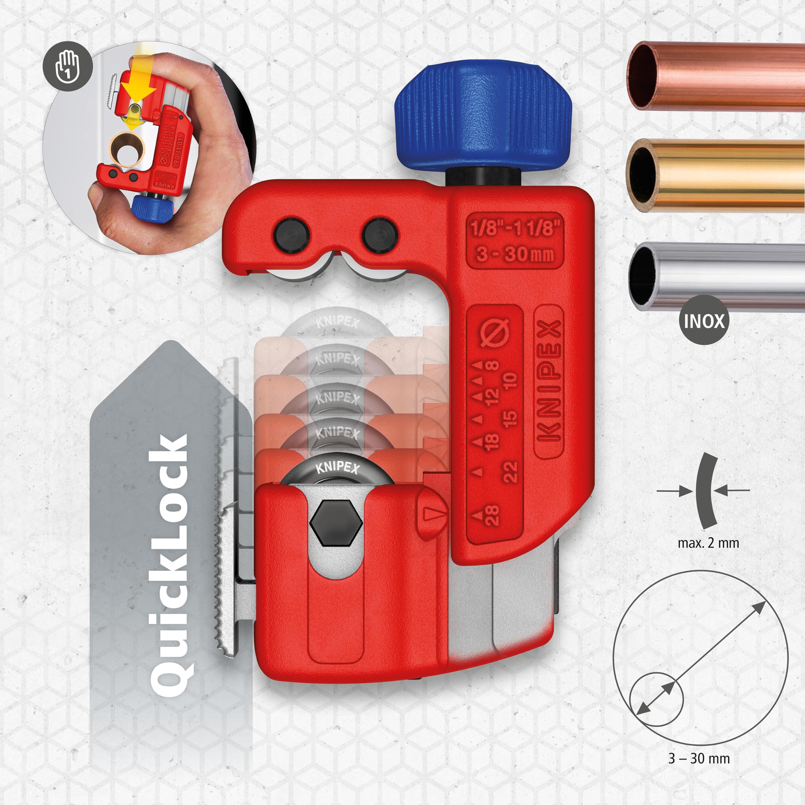 KNIPEX TubiX S Rohrabschneider 77 mm, 90 31 01