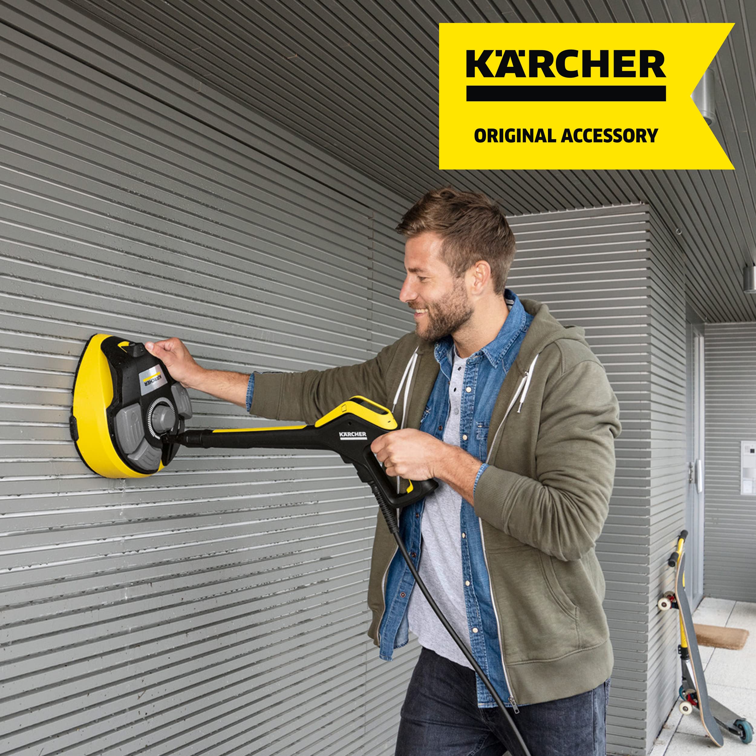 Kärcher Flächenreiniger T-Racer T 7 Plus (Spritzwasserschutz, für große Flächen, zwei Flachstrahldüsen, Handgriff für senkrechtes arbeiten, Powerdüse, Spüldüse)