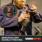 WORX WX516.9 NITRO Akku-Säbelsäge 20V - stark bürstenloser Motor - schneller Sägelblattwechsel - variable Schnittgeschwindigkeit - LED Licht - inkl. Holz- & Metallsägeblatt - ohne Akku & Ladegerät