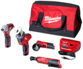 Milwaukee 2498-25 M12 12-Volt Lithium-Ion Cordless Combo Kit (5-Tool) with (2) 1.5Ah Batteries, Charger and Tool Bag