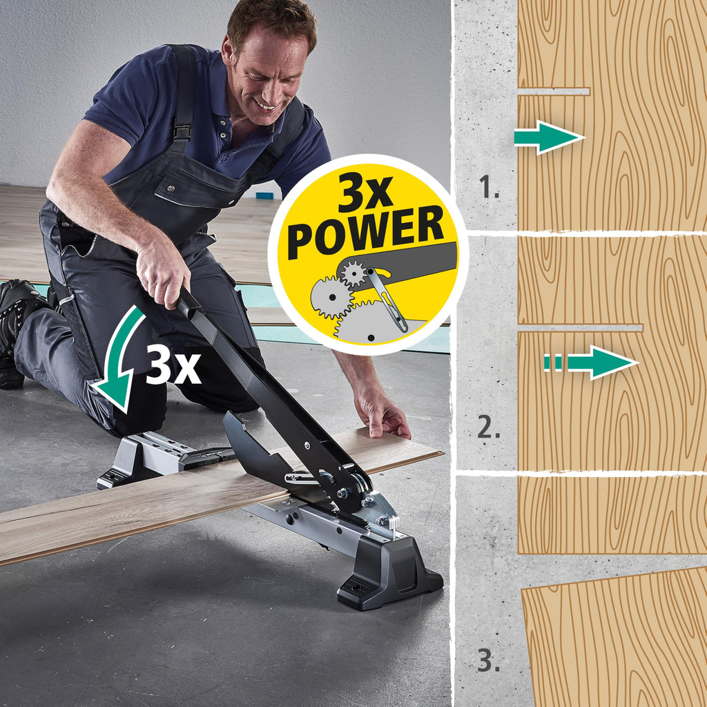 wolfcraft Vinyl- und Laminatschneider VLC 1000 I 6940000 I für Vinyl, Laminat & Designböden I bis 14 mm Materialstärke & 370 mm –breite