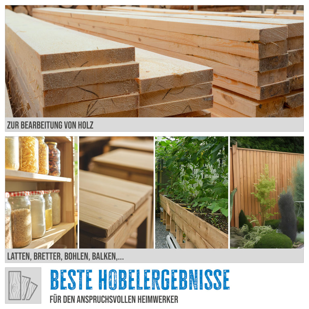 Güde 55440 Abricht- & Dickenhobel GADH 200 (Abrichttische aus Alu-Druckguss, Hobelwellenschutz, Überlastschalter), Blau, 82 x 46 cm