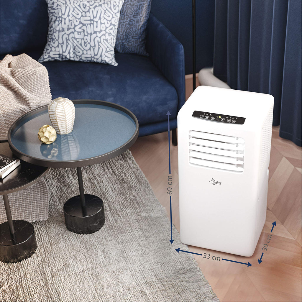 SUNTEC Mobiles Klimagerät Impuls 2.0 Eco R290 – Klimaanlage mobil und leise mit Abluftschlauch – Kühler & Entfeuchter für Räume bis 25 qm – Mobile Kühlung für Wohnung & Büro – 7.000 BTU – 2050 Watt