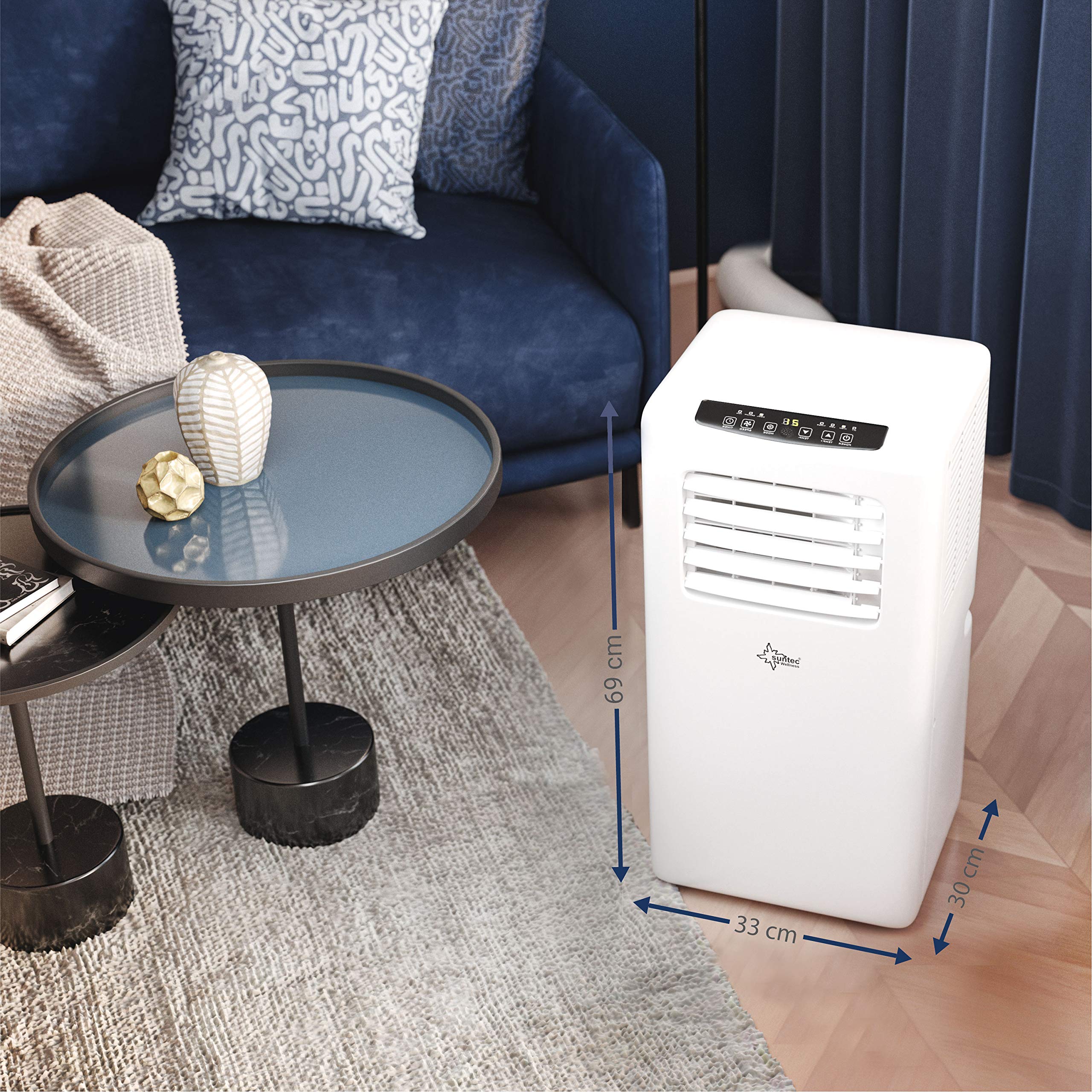 SUNTEC Mobiles Klimagerät Impuls 2.0 Eco R290 – Klimaanlage mobil und leise mit Abluftschlauch – Kühler & Entfeuchter für Räume bis 25 qm – Mobile Kühlung für Wohnung & Büro – 7.000 BTU – 2050 Watt
