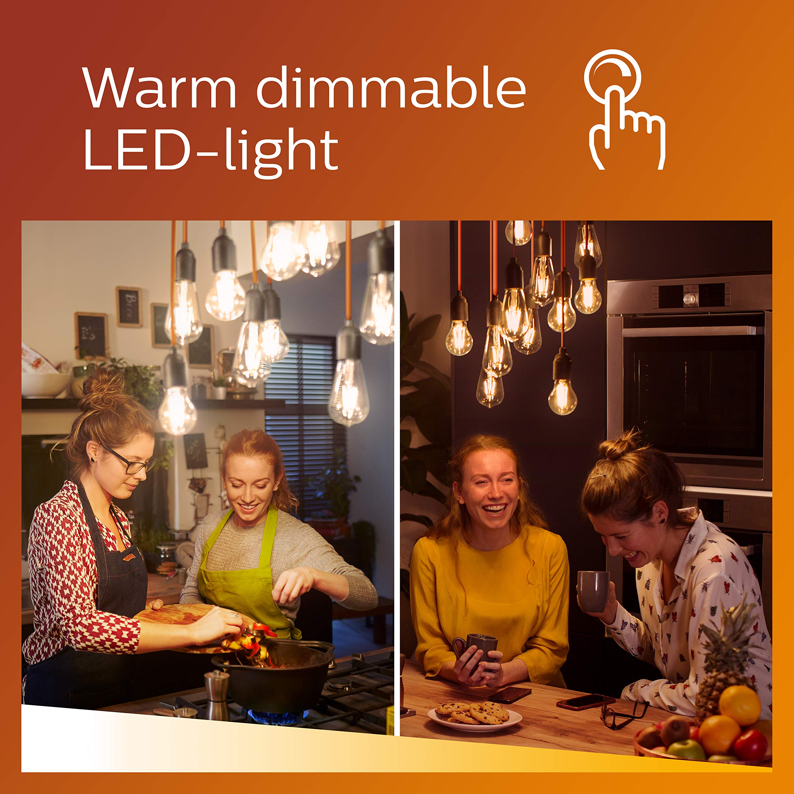Philips LED Classic GU10 Lampen Warm Glow 6-er Pack (50 W), dimmbare Reflektor LED Spots mit warmweißem Licht, energiesparende Lampen mit langer Nutzlebensdauer, Warmglow Dimmbar