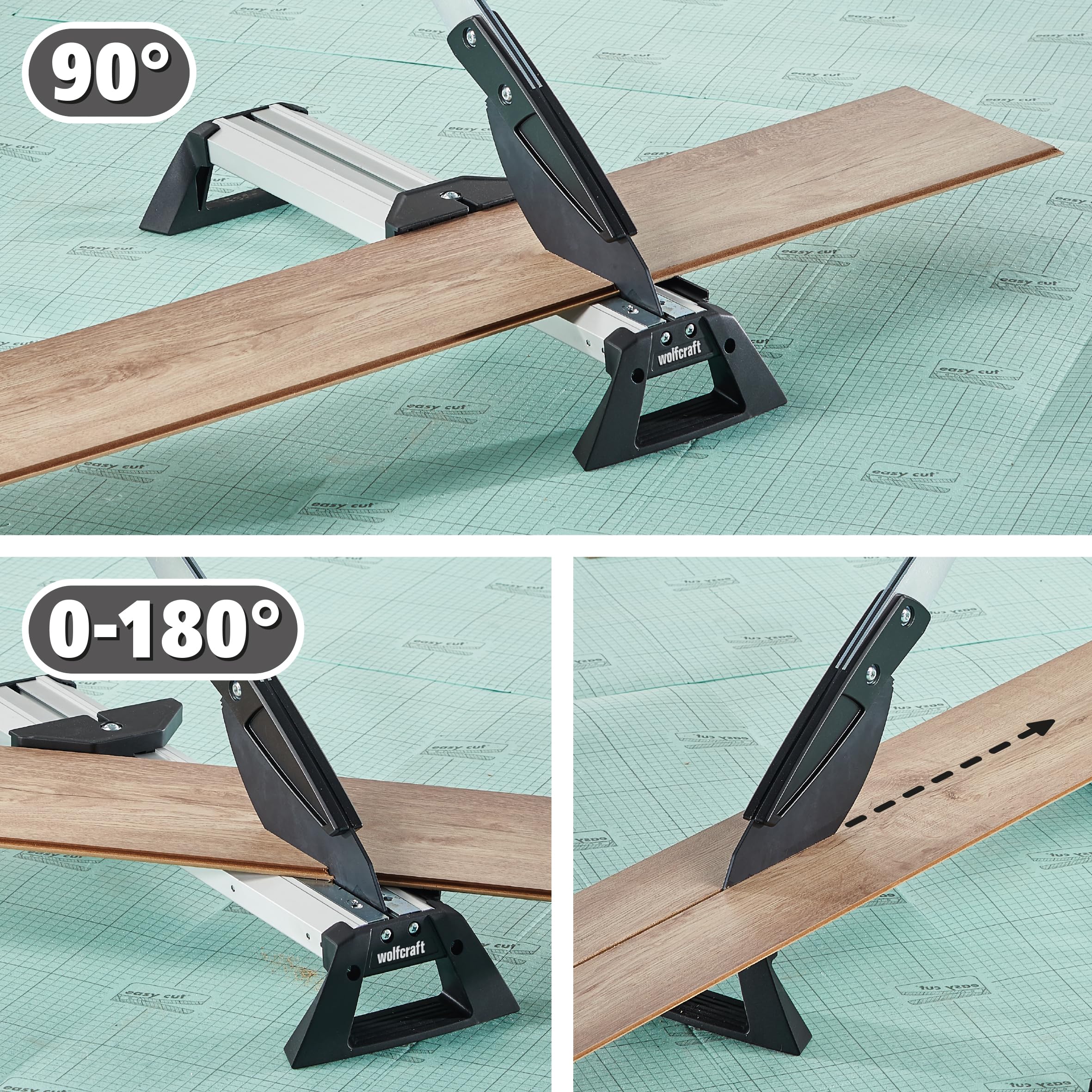 wolfcraft Projekt-Set „Vinyl & Laminat verlegen“ - 8638000 - Profi-Schneider für Vinyl und Laminat und 30 hochwertige Universal-Keile - Staubfreies Schneiden, Einfacher Zuschnitt