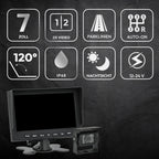 VSG24 Rückfahrkamera 7" Camper-Set inkl. Kamera, Monitor, Kabel - Wasserdicht Nachtsicht 12V-24V Einfache Montage/Robustes Rückfahrsystem für Auto Wohnwagen LKW Anhänger Wohnmobile Einparkhilfe