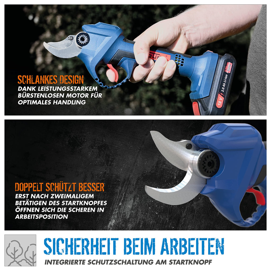 Güde Akku Astschere ASC 18-0 (Easy-Energy-Exchange Brushless Series, Lithium Ionen, 18 V, bis 30 mm Aststärke, hochwertige Bypass-Klingen, Sicherheitsschalter, ohne Akku und Ladegerät)