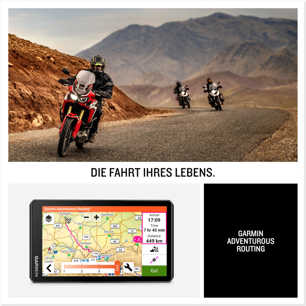 Garmin zūmo XT2 – wasserdichtes Motorrad-Navi für On- & Offroad mit ultrahellem 6“ HD-Touchdisplay und vorinstallierter EU-Karte, mit Adventurous Routing, Satellitenbildern, Schwarz