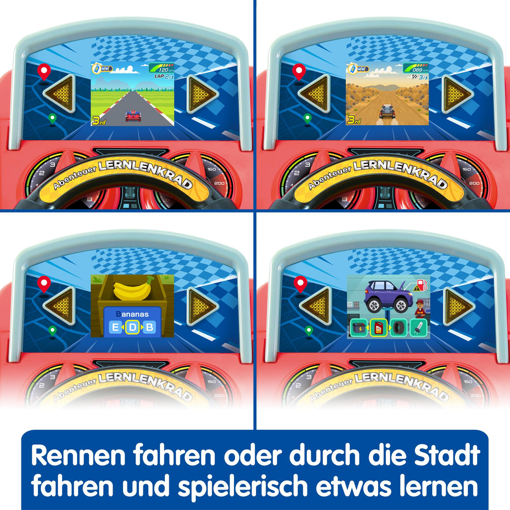 Vtech Abenteuer Lernlenkrad – Interaktives Lenkrad mit LCD-Farbbildschirm, 3 Spielmodi, zahlreichen Lerninhalten und 23 Melodien – Für Kinder von 3-7 Jahren